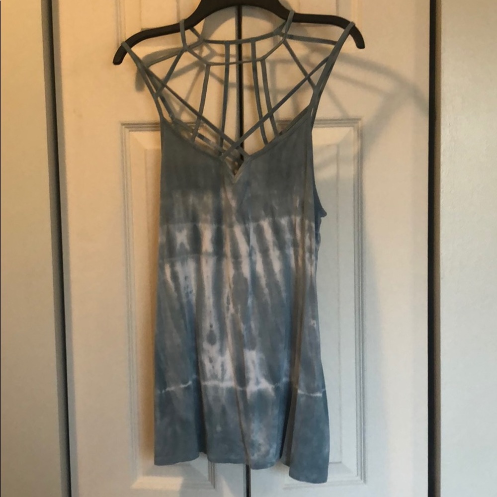Blue Tie Dye Strappy Tank Top